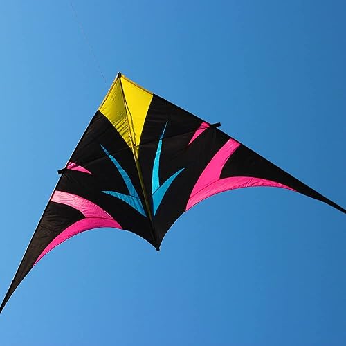 Cometa triangular colorida de 141 de 70 pulgadas para adultos, diversión al aire libre, cometa voladora de una sola línea, fácil de volar, talla XXL