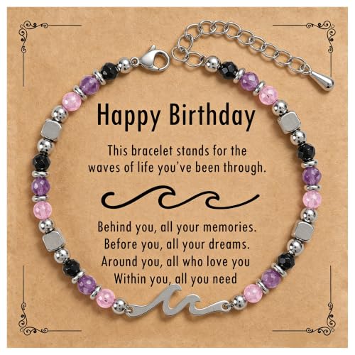 Women Wave Bracelet, Unique Birthday Gifts for Women, Happy Birthday Card - image 1