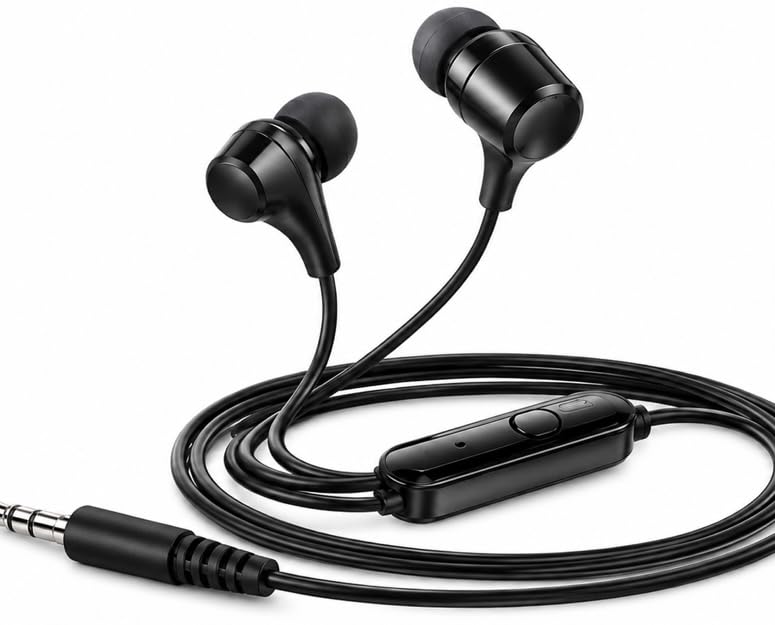 Image of Trendy Multimedia Wired Earphones with Mic, 10mm Super Bass Driver, 3.5mm AUX Jack, Noise Cancellation, in-Line Volume Control, Compatible with Laptops, PCs, Tablets and Smartphones, Black