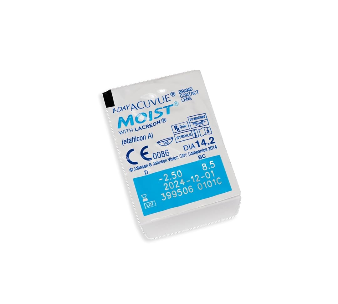 Acuvue 1-DAY MOIST - Lentillas diarias - protección UV - 90 lentes; -6 dioptrias; BC 8.5; DIAM 14.2