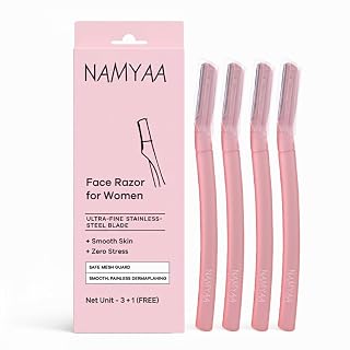 Namyaa Reusable Face Razor for Women [Pack of 3] | Instant & Painless Facial Razors for Women Facial Hair | Perfect for Eyebrows, Upper Lip & Chin | Ideal for All skin Types