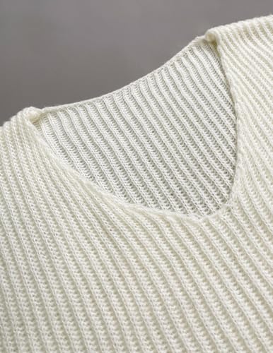 Women's Oversized V Neck Button Sweaters Fall 2024 Dressy Casual Lightweight Ribbed Knit Pullover Sweater4