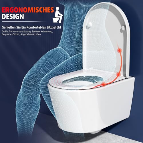 Tiefspüler Rainsworth Spülrandloses Wand-WC mit Absenkautomatik