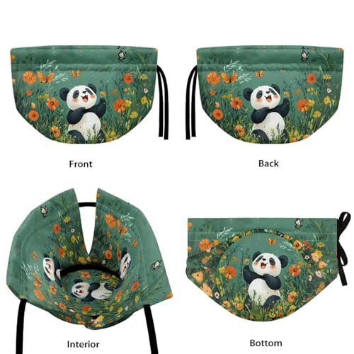 Image of Panda Butterfly Flower Print Tea Cosy for Teapot Insulated Portable Tea Kettle Cozy Theme Teapot Insulation Cover with Drawstring Breakfast Warmer 6.1x6.1x6.9 Inch