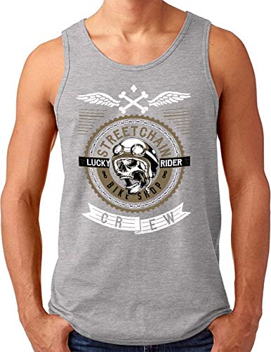 Débardeur homme motif tête de mort Skull Crew pour motard coloris gris