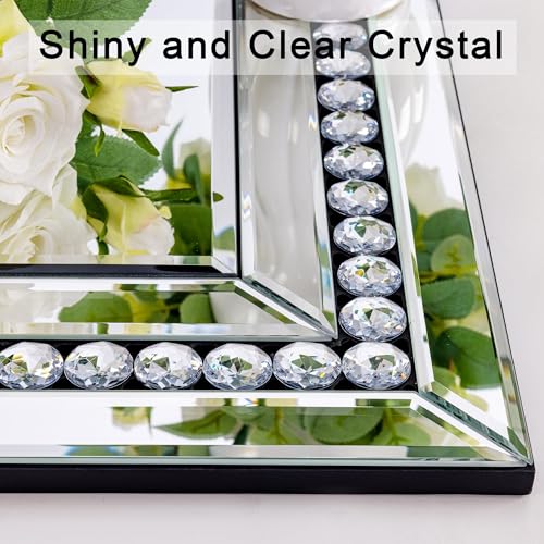 Image of 24 inch X 47 inch Crystal Large Wall Mirror with Beveled Glass Frame for Living Room Decor, Modern Rectangular Elegant Mirror Above Fireplace Mantle /Console Table, Long Narrow Design