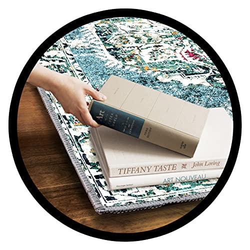 Leevan Collection Vintage Runner Rug 2'X5'Washable Oriental Hallway Runner Rugs No-Slip Persian Accent Area Rug Entryway Floor Carpet For Bedroom,Indoor Floor,Kithen,Trible Blue #TOP6