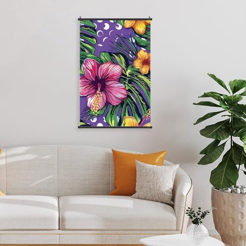Decoration salon avec tableau tropical et toile florale pour bureau