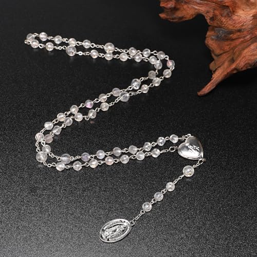 Our Lady of Tears Chaplet, Seven Sorrows of Mary Rosary, Catholic Silver Heart Locket with Medal3