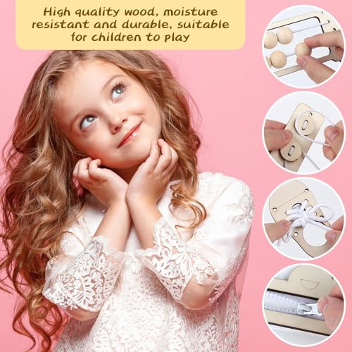 SKIKHN Montessori Busy Board Zubehör, 5 Stück Hölzernes Busy Board,DIY Praktische Fähigkeiten Lernspielzeug,DIY Material Früherziehung Spielzeug,Sensorik Spielzeug Geschenk für Mädchen Junge 1-6 Jahr