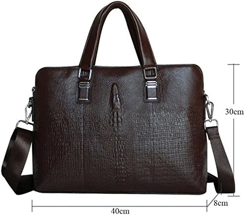ZUZUWALA Alligator Embossed Leather Mens Briefcase Laptop Bags Travel Bag Fit 14" Laptop - Brown Color