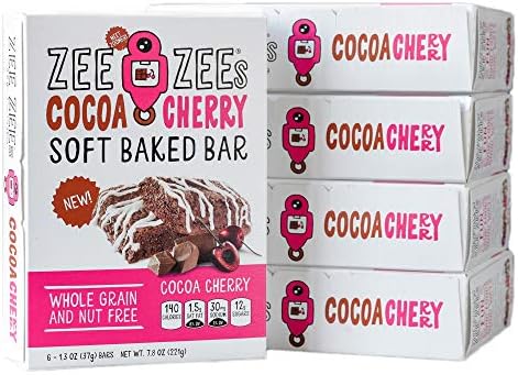 Zee Zees Cocoa Cherry Soft Baked Snack Bars, Nut-Free, Whole Grain, Naturally Flavored,1.3 oz, 30 pack …
