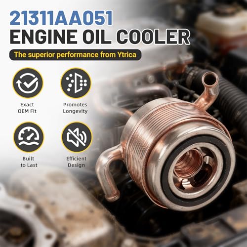 Ytrica 21311AA051 Engine Oil Cooler Fit for 2002-2009 Subaru Legacy Outback Impreza STI WRX EJ205 EJ255 EJ257 -Replace 21311-AA051 Subaru Oil Cooler