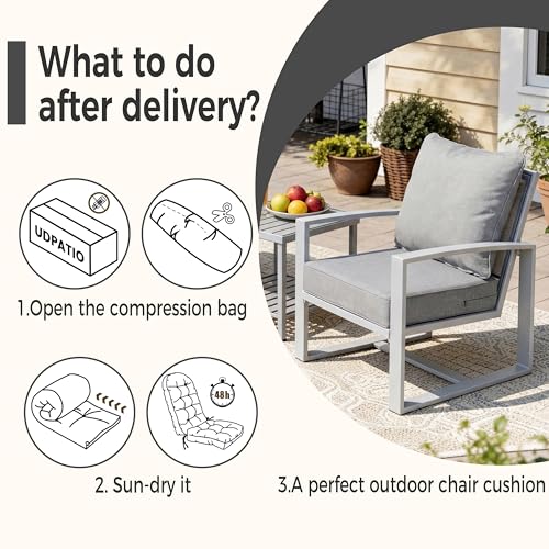 Image of Art Leon 22x24 Outdoor Deep Seat Cushions Waterproof Outdoor Seat Cushion 28D High Density Foam Patio Chair Cushions with Non-Slip Backing Patio Cushions for Patio Furniture Garden Bench Grey