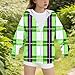 Girls Zip Up Plaid Sweatshirts Winter Kids Long Sleeve Hooded Sweatshirts Tops Cute Fashion Oversized Hoodies Coats B- Green