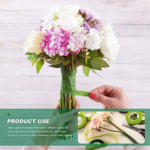 Rjayaa Floristenband Grün Selbstklebend 4 Stück Floristenkrepp Grünes Klebeband Flora Blumenband für Bouquet Blumensträuße DIY Kunsthandwerkk