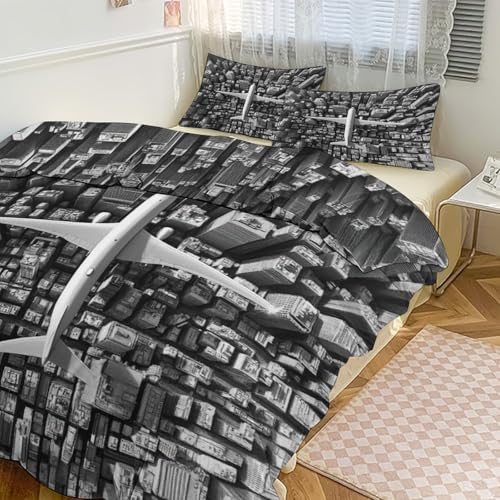 Funda nórdica de avión 135x200 con dos fundas de almohada para cama infantil 3