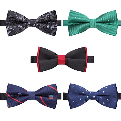 Image of AUSKY 8 PACKS Elegant Adjustable Pre-tied Bow Ties for Men Boys (1&4&5&6&8 Pack for option)