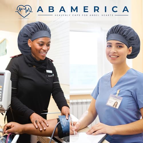 Image of ABAMERICA Bouffant Caps with Button and Sweatband, Adjustable Scrub Caps for Women Men, One Size Multi Color