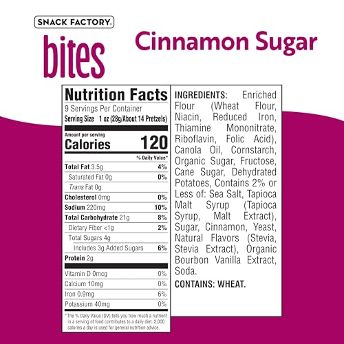 Image of Snack Factory Cinnamon Sugar Pretzels, 9 Oz Bag (Pack of 2)