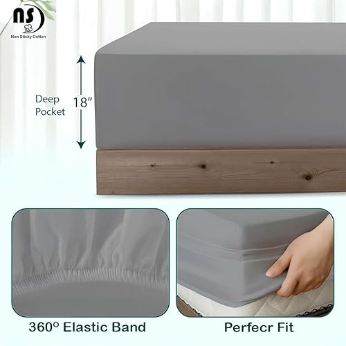 Miniatura 4 de Juego de sábanas de calidad prémium (4 piezas), 100% algodón egipcio, 400 hilos, sábanas de algodón con bolsillo de 6 pulgadas de profundidad