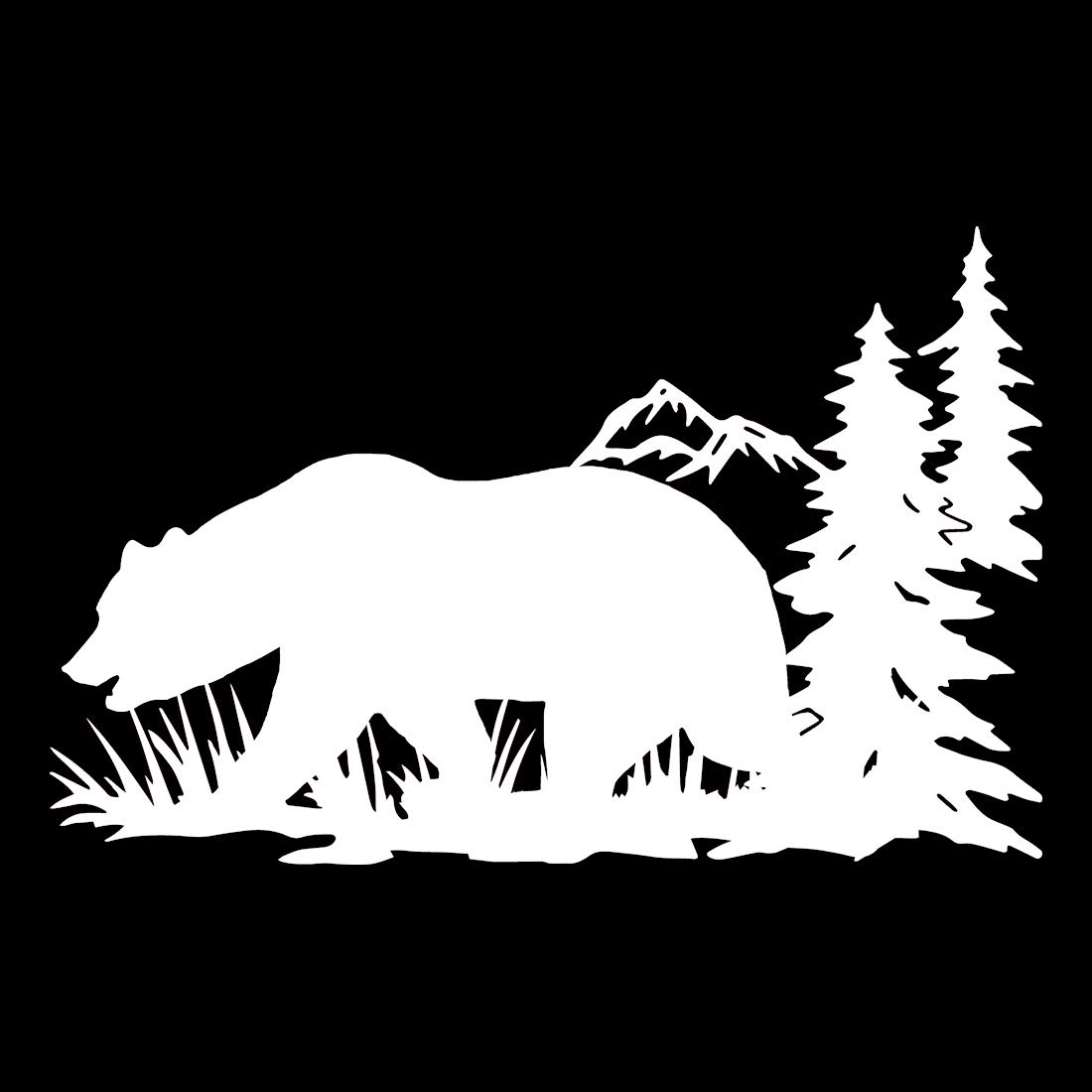 Bear Hunting Forest 1 (biały) (zestaw 2) wysokiej jakości wodoodporna winylowa kalkomania naklejki na laptopa, telefon, kask, zderzak samochodowy, kubek, bulwy, drzwi, dekoracja ścienna