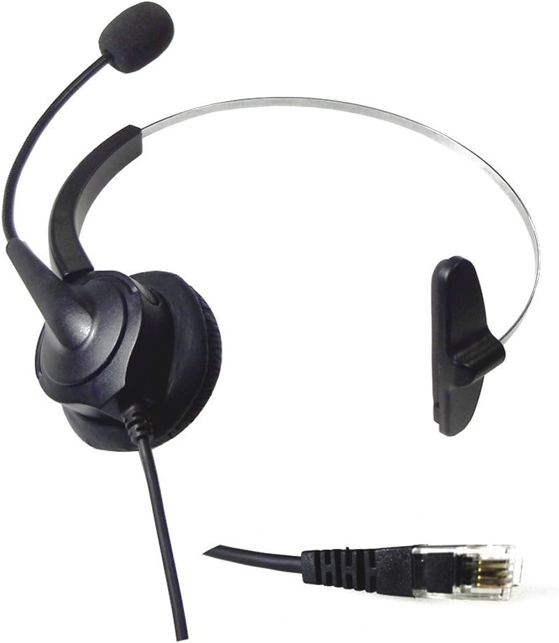 CALLANY Vh530 Hands-Free Corded Call Center Headset with Noise Cancelling Microphone (Telephone Plug, monaural)