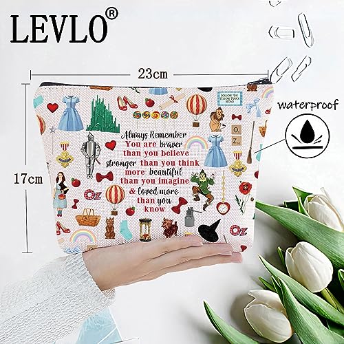 LEVLO Dorothy Cosmetic Makeup Bag - Braver Smarter Than You Think Gift with Ruby Red Slippers Zipper Pouch for Women & Girls - Image 2