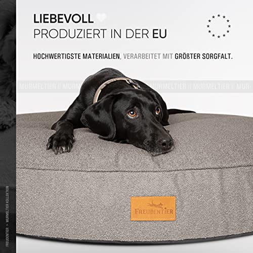 FREUDENTIER Hundekissen XXL rund - Ergonomisches Hundebett Waschbar - Kuschelweicher Hundekorb - Made in EU - Hundekissen Grosse Hunde & Hundebett mittelgroße Hunde (dunkelgrau, 100cm)