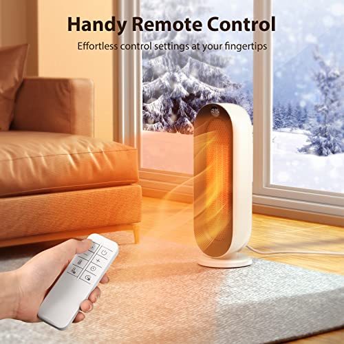 Electric Space Heater For Indoor Use – Ilake 90° Oscillating Space Heater With Remote & Thermostat, Digital Display,12H Timer, 1500W Energy Efficient, Small Space Heater For Office Home Basement Gift #TOP5
