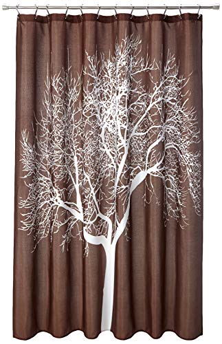 Splash Home Tree Design, Polyester Fabric Shower Curtain, Hotel Quality, for Bathroom Showers and Bathtubs, Washable Cloth Liner, 70 x 72 Inches- Brown/Chocolate