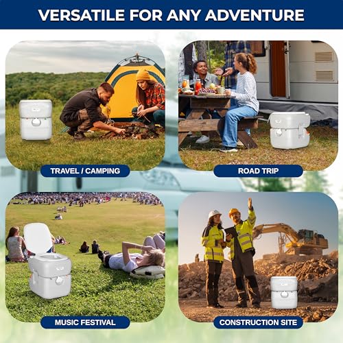 SereneLife 5.8 Gal Portable Toilet for Adults – Leak-Proof Camping Toilet with Detachable Waste Tank, Flush System, Level Indicator, Carry Bag & Hand Sprayer for RV, Tent, Hiking, Travel & Home Use - Image 6