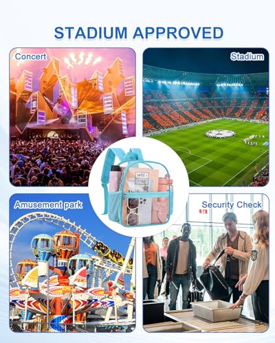 Image of Clear Backpack for Stadium Events, 12x12x6 Small Clear Plastic bag with Reinforced Straps for Game Security Festival Concert