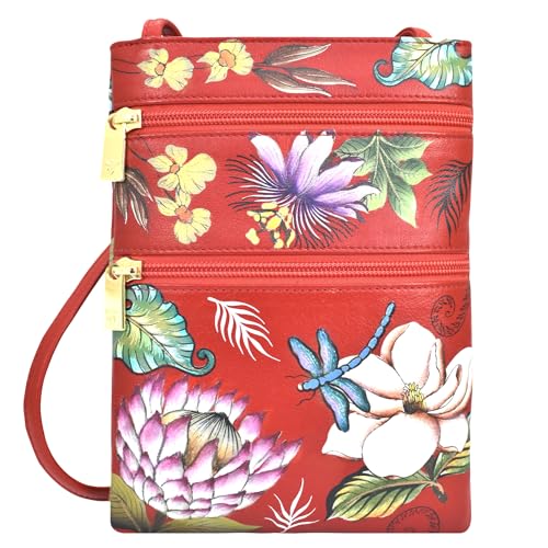 Image of Anuschka Women's Leather Crossbody Bag - Hand-Painted Genuine Leather Handbag with Pockets for Everyday Use - 448