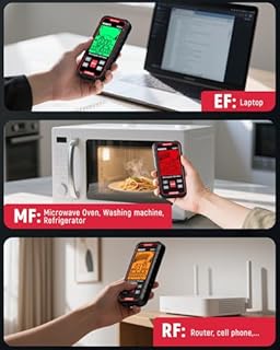 KAIWEETS EMF Detector, 3-in-1 Handheld EMF Meter Detects EF, RF, MF, WiFi Signal, Rechargeable Radiation Detector with 3 Color Backlight and Sound Alarm, Suitable for Home, Office, Ghost Hunting