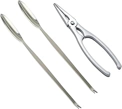 Crostacei Pinza per Aragoste e Scampi, Apri Granchio Crostacei Astice 17cm, incluso Forchette, Argento Lucidato (SET 3PCS)