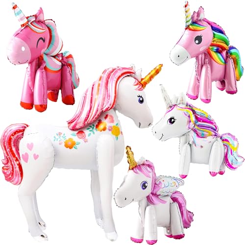 Katchon Giant Self Standing Unicorn Balloons - Pack of 5 | Unicorn Birthday Decorations For Girls | unicorn Party Decorations for Birthday Balloons for Girls | Magical birthday decorations