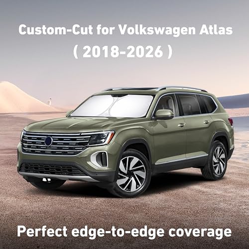 Image of EcoNour Windshield Sunshade Compatible for Volkswagen VW Atlas 2018-2023 2024 2025 2026, Sun Visor for Front Windshield & Window Sun Shade Cover, UV Heat Blocker & Protector, Car Accessories