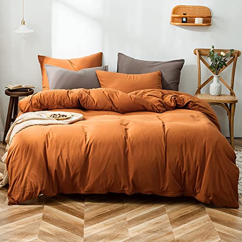 Sedefen Burnt Orange Duvet Cover Set King Size Caramel Pumpkin Bedding Duvet Cover Super Soft Microfiber Minimalist Style Solid Rust Comforter Quilt Cover with Zipper Closure Corner Ties by Sedefen - Image 7