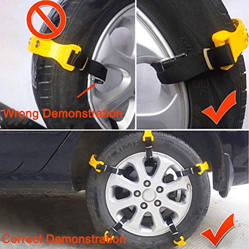 Snow Chains Anti-Skid Emergency Snow Tire Chains, Anti Slip Tire Chains, Portable Emergency Traction Snow Mud Chains Universal Adjustable 10pcs Car Security Chains for SUV and Cars (Yellow-10pcs) - Thumbnail 4