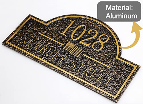 Personalized House Address Plaque 12" Cast Numbers For Outside Custom Street Name Address Sign Plate Vintage For Mailbox Door Room Classic Wall Outdoor Antique Brass #TOP3