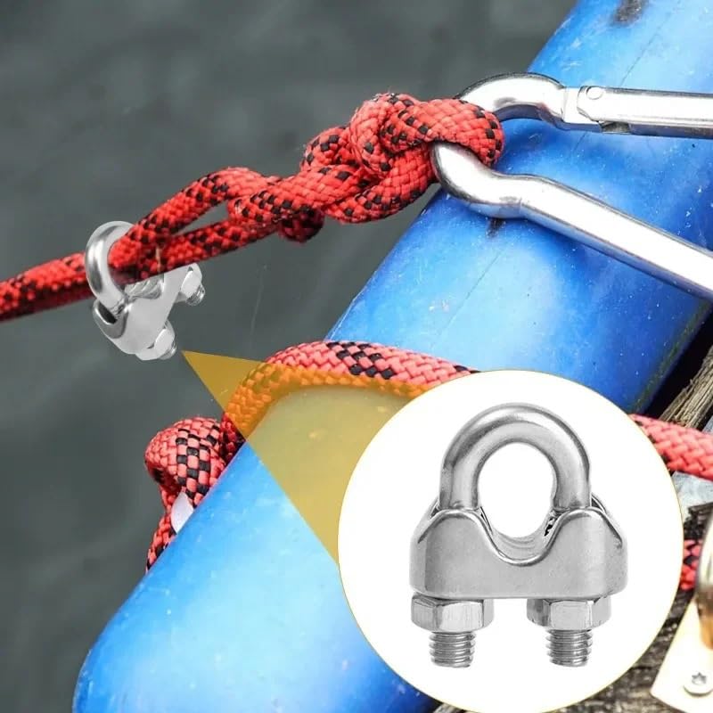Perrillos Cable Acero Abrazaderas de Cable tipo U acero inoxidable, perno en, sujetador sillín, Clip cuerda alambre, tensor tendedero, Kits Hardware(30PCS-(M3))