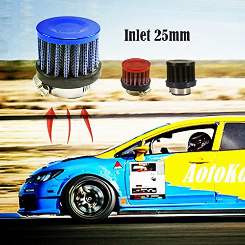 Aotokoop Mini Air Intake Filter 25Mm / 1" Inlet Diameter, Universal Clamp-On Air Filter (Black) #TOP1