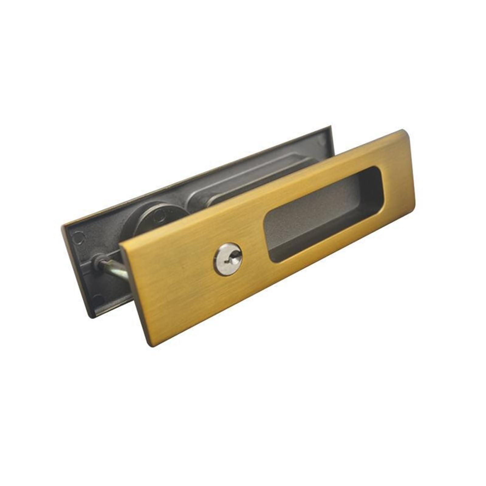 Serrure de porte coulissante en alliage de zinc épais finition bronze jaune