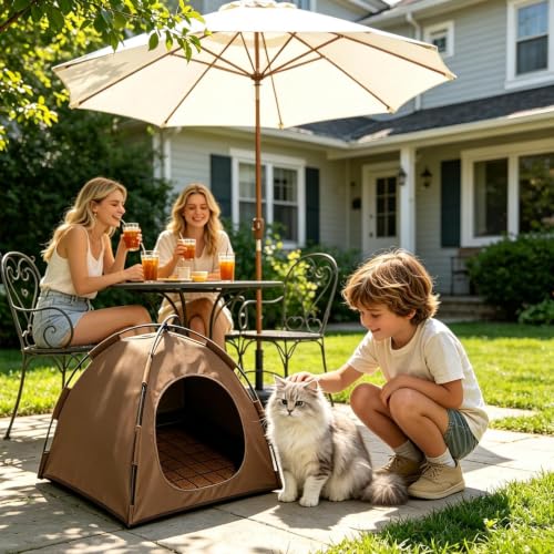 Cama tienda para gatos espaciosa que alivia el calor en patio 4