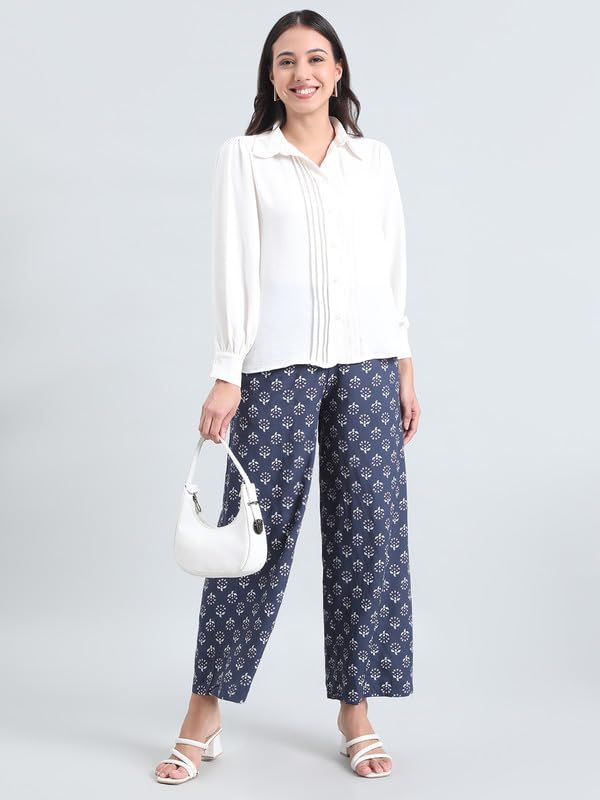 Image of GO COLORS Soft Viscose Printed Palazzo Full Length for Women| Breathable, Mid Rise