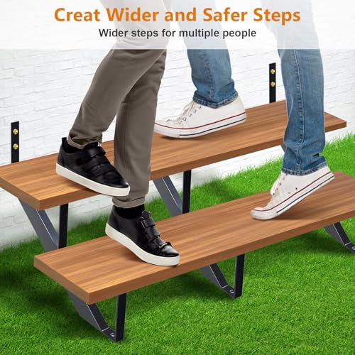 Zwinz Steel Stair Riser 2 Step, Metal Stair Stringers for Deck Height 19.5 inches, Steel Stair Step Riser for Outside Stairs 3 Pack by Zwinz - Image 5