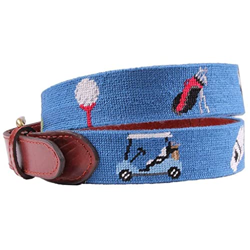 Golfer's Life Needlepoint Belt in Blue by Smathers & Branson2