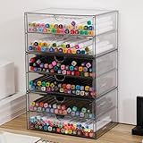NINEWEEN Stackable Storage Drawers, Plastic Storage Bins for Home Office, Bathroom, Kitchen, Pantry, Clear Desk Organizer for Accessories, Marker, Pencils, Books, Art Crafts, Makeup (6 Drawers)