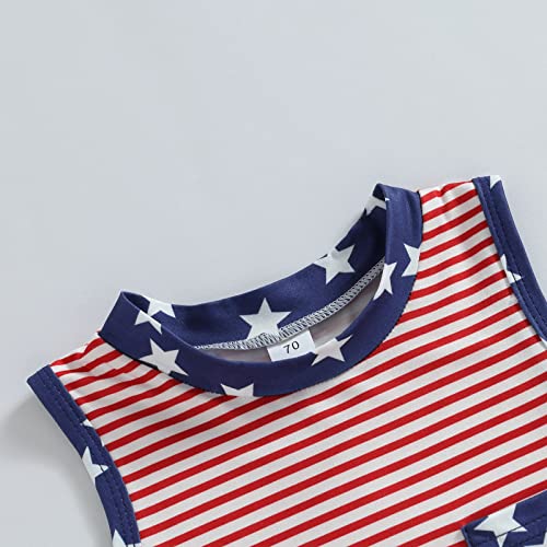 Twopumpkin Newborn Baby Boy Girl 4th of July Outfit American Flag Romper Sleeveess Jumpsuit Memoroal Day Patriotic Clothes3